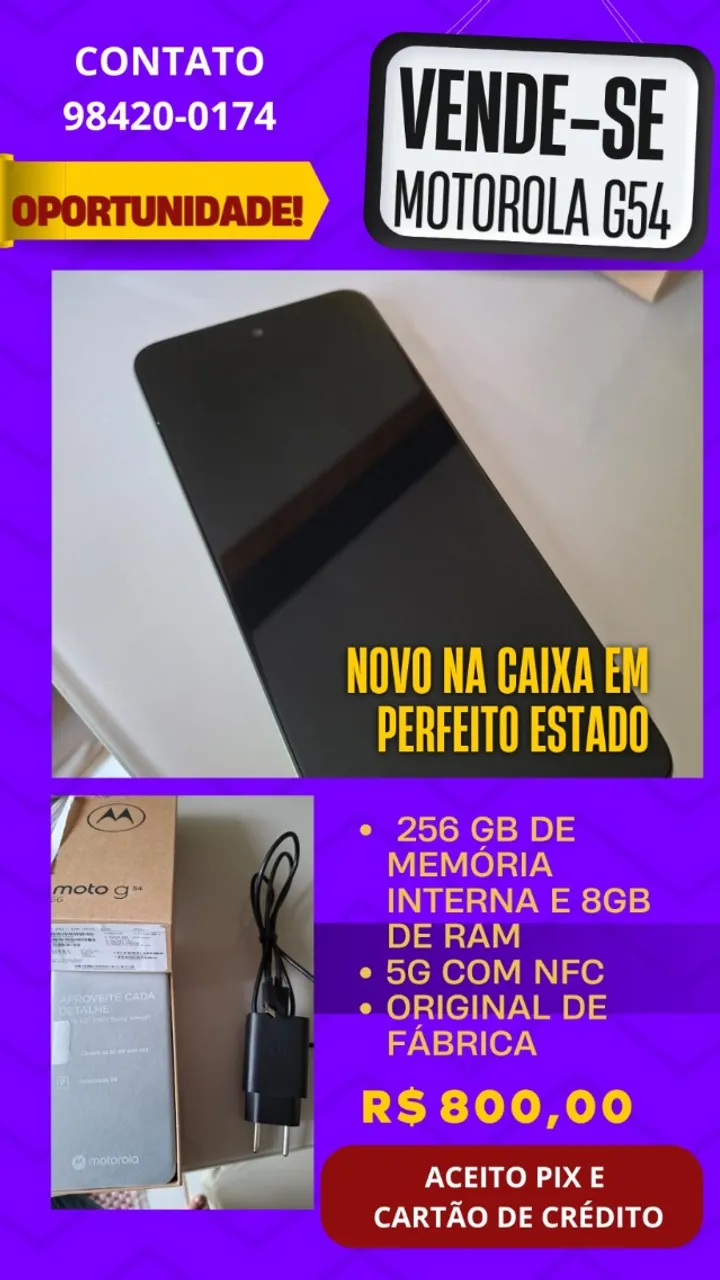 Moto G54 5G - 256GB, 8GB RAM - Só R$800!