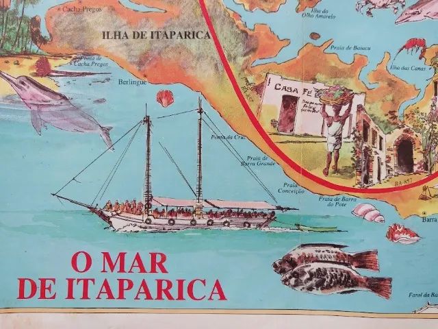 Itaparica - Mapa decorativo antigo com ilustrações