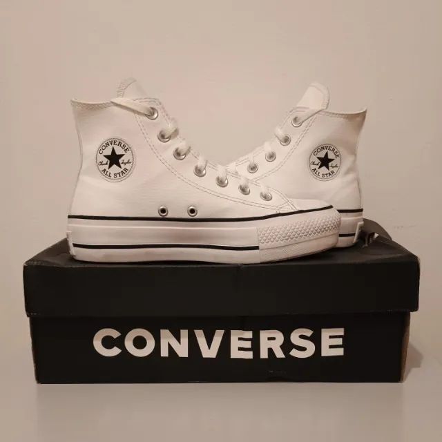Tenis Converse All Star Chuck Taylor Platforma Lift Couro Cano