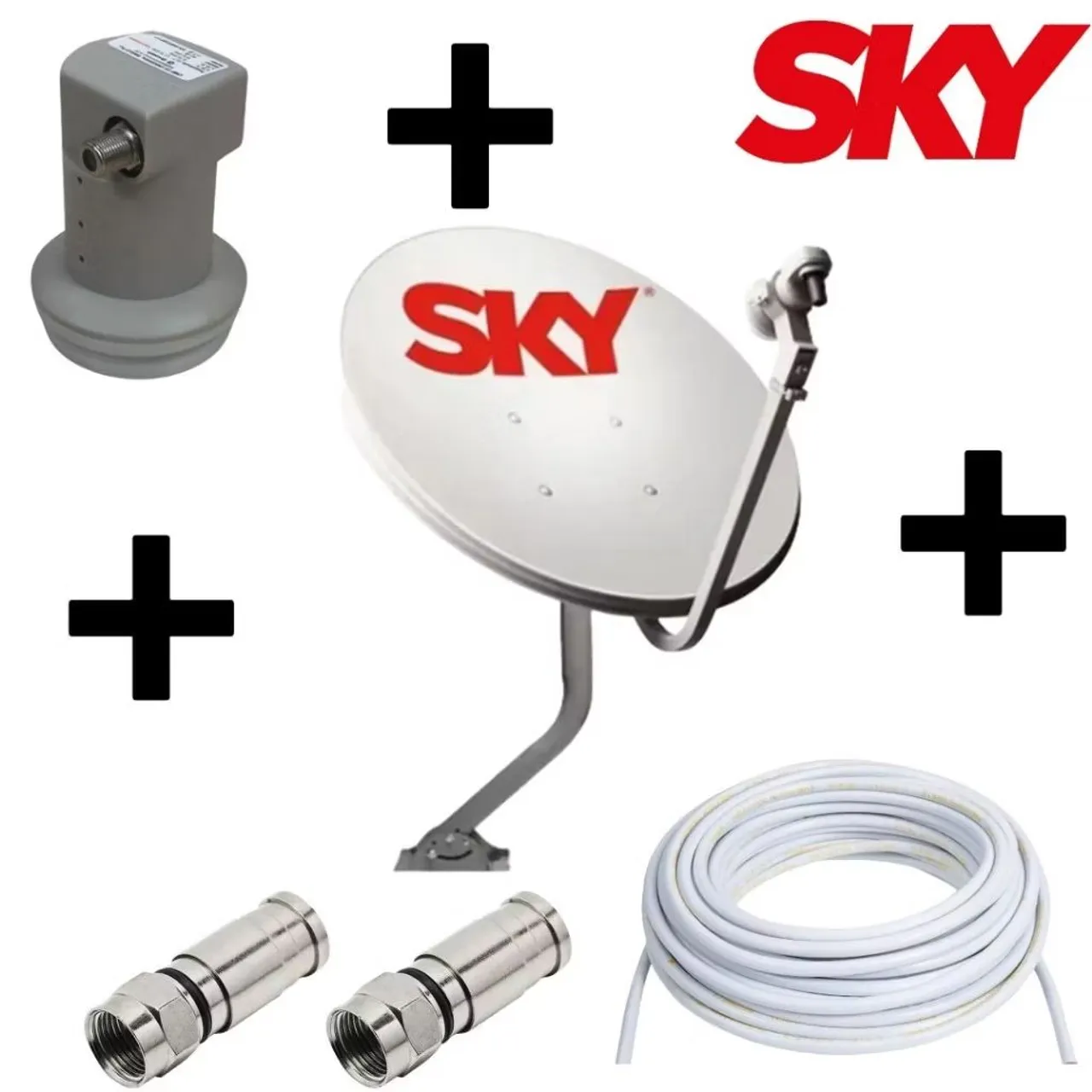 Antena Sky 60cm, 75cm, 90cm com LNB Simples e LNB Duplo, antena ku