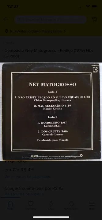 Compacto Ney Matogrosso - Feltico (1979) Hbs (Usado) - Foto 2