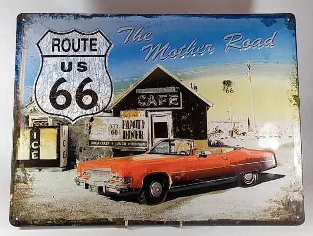 Maravilhosa PLACA importada em RELEVO da Famosa ROTA 66 (ROUTE US 66)