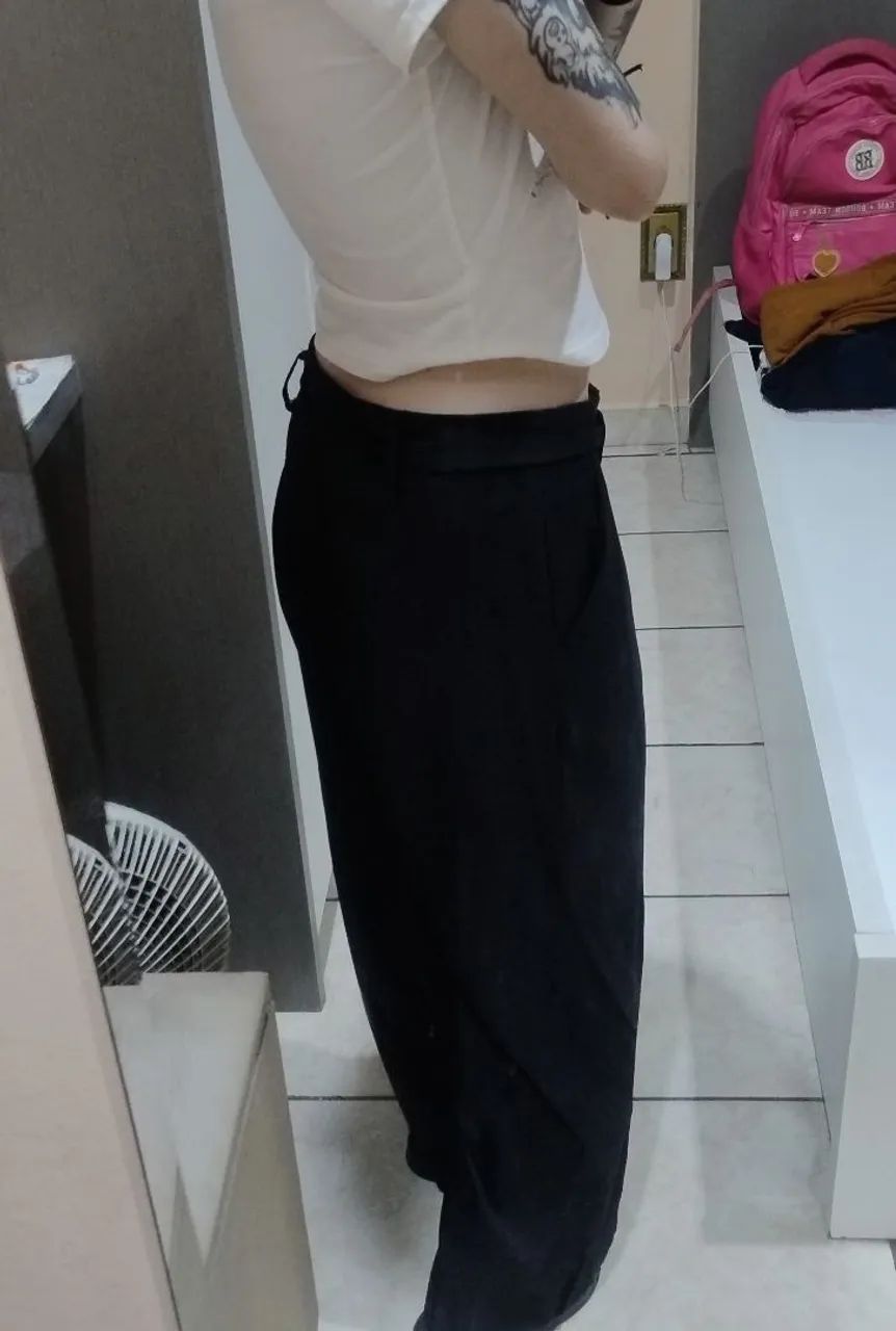 calça social preta com cinto, 36 - Foto 4