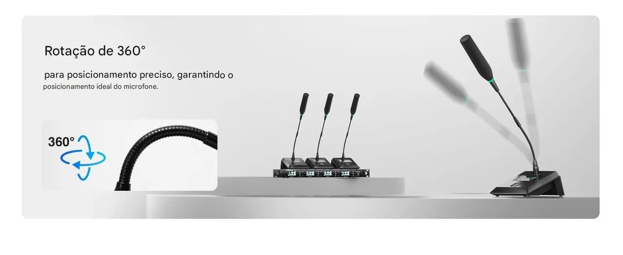 Sistema Quadruplo de Microfone Sem Fio Gooseneck para Conferências Phenyx Pro PTC-4 - Foto 3