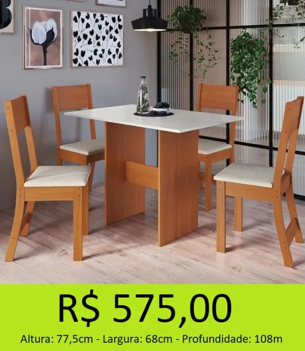 Mesa com 4 cadeiras - frete fixo 29,00 - Foto 2