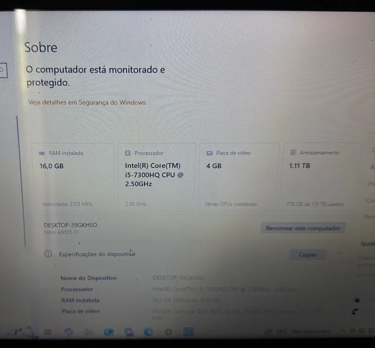 Vendo ou troco notebook Acer nitro 5 