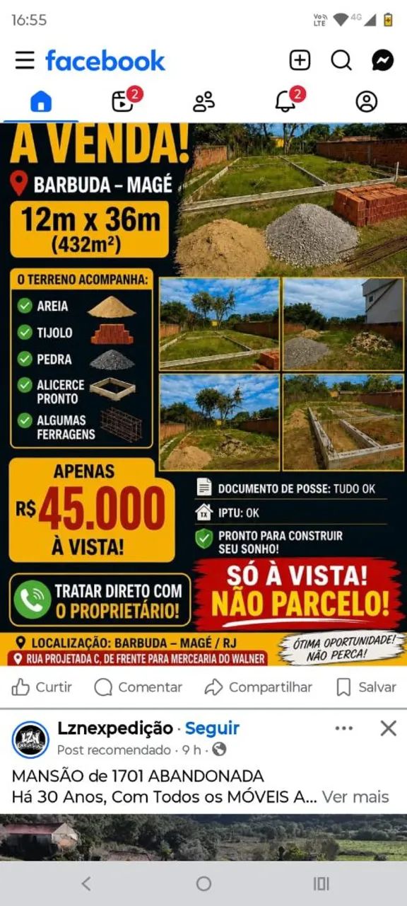 Vendo terreno na Barbuda- Magé 