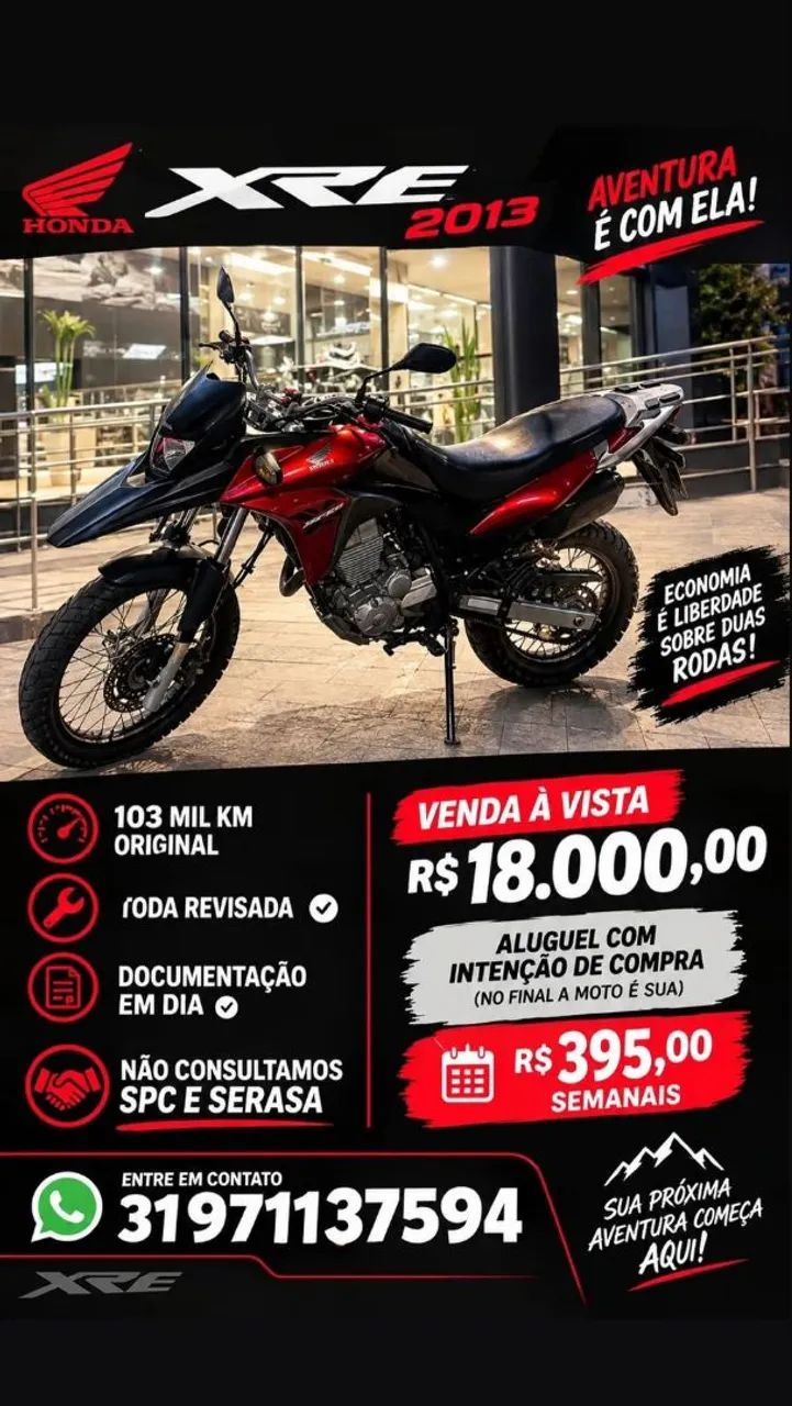 XRE 300 ALUGUEL COM COMPRA