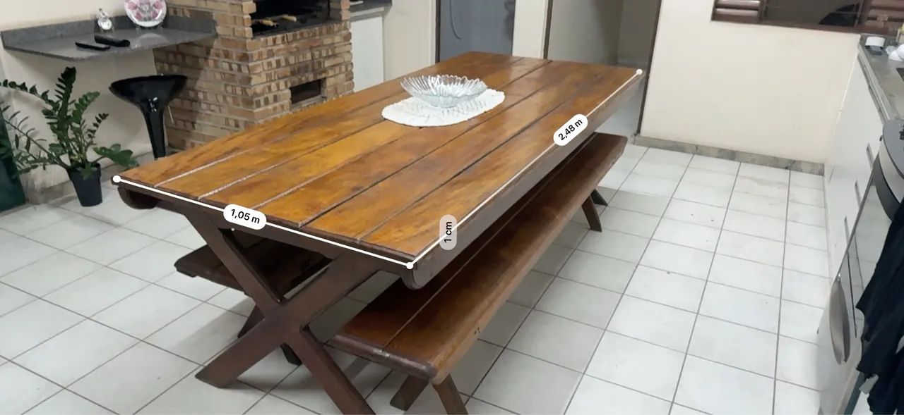 Mesa de madeira Maciça 2,5X1 M - Foto 3