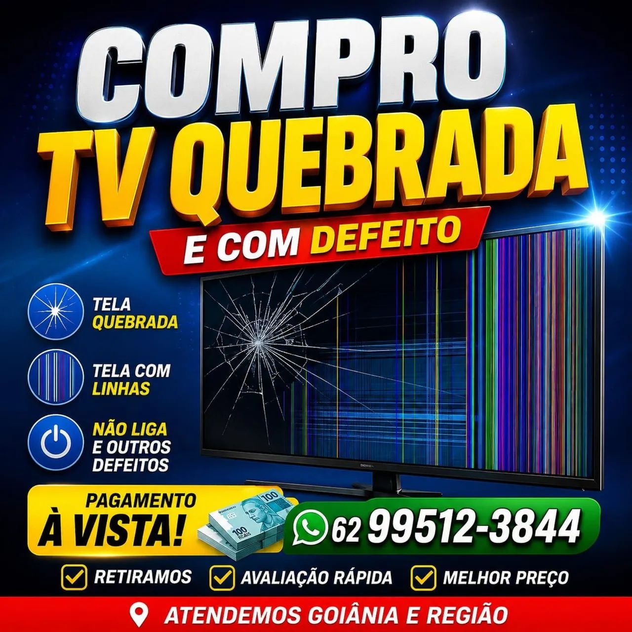 TV COM DEFEITO E QUEBRADA 