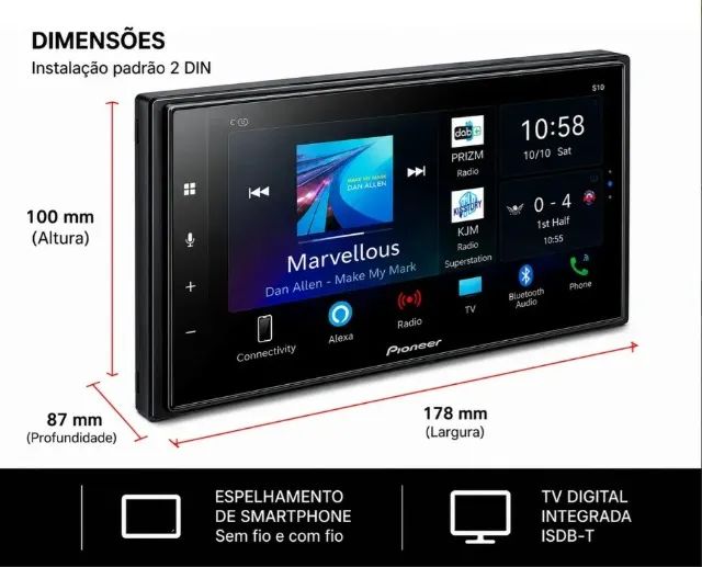 Multimidia Dmh Z6380 Tv 6.8 Polegadas Apple Carplay Android - Foto 4