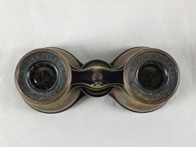 Antigo Binóculo dito de ópera confeccionado em bronze Caixa original em couro* - Foto 6