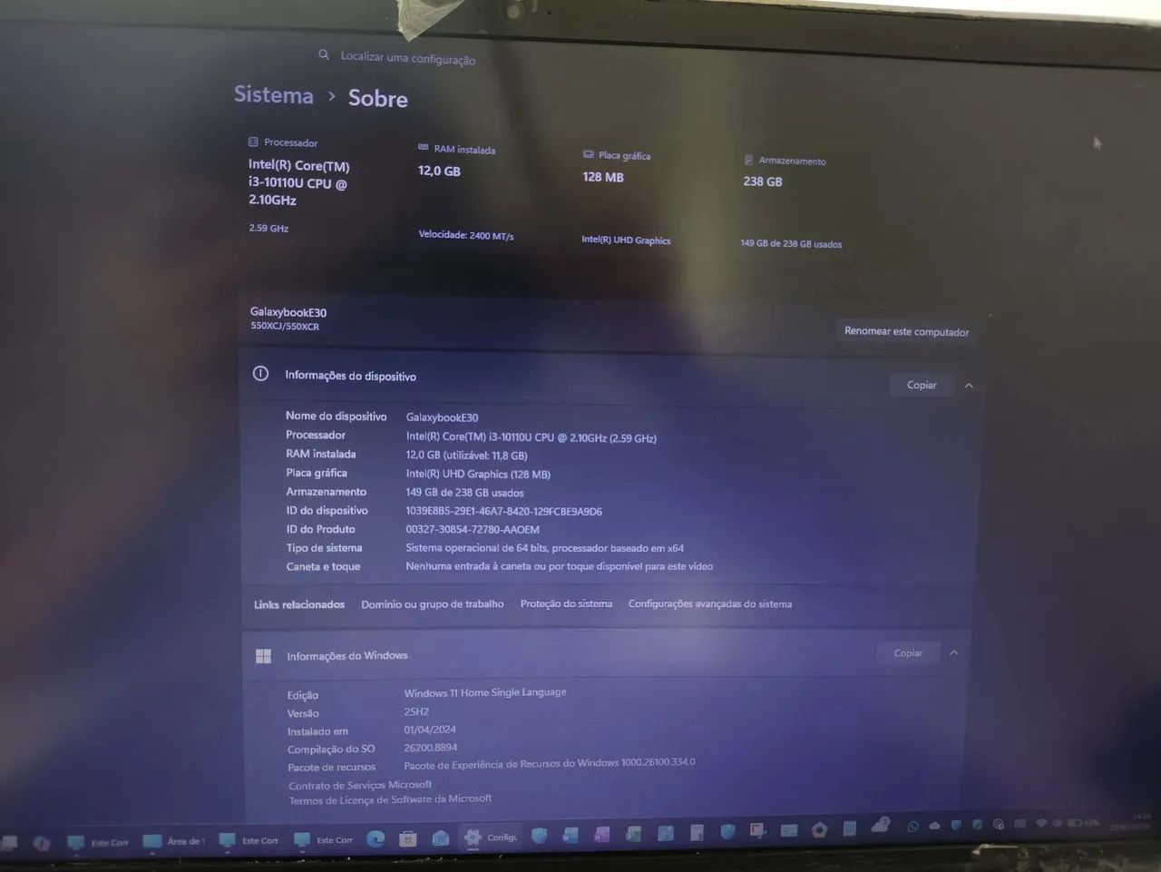 Galaxy book E30 com ssd de 256 gigas e 12 gigas de ram ddr4 - Foto 5