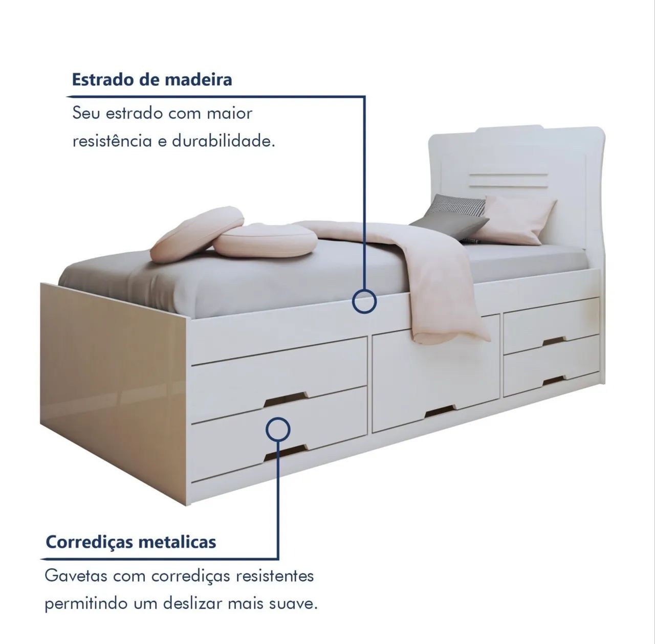 Cama Solteiro Com 5 Gavetas - Foto 2