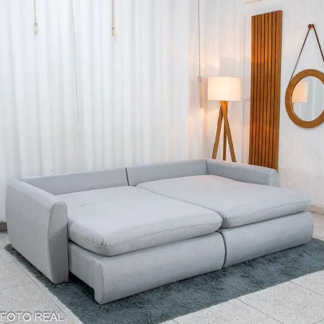 SOFÁ CAMA RETRÁTIL AMARANTO  2.30M LINHO  SEM CAIXA. PRONTA ENTREGA. - Foto 2