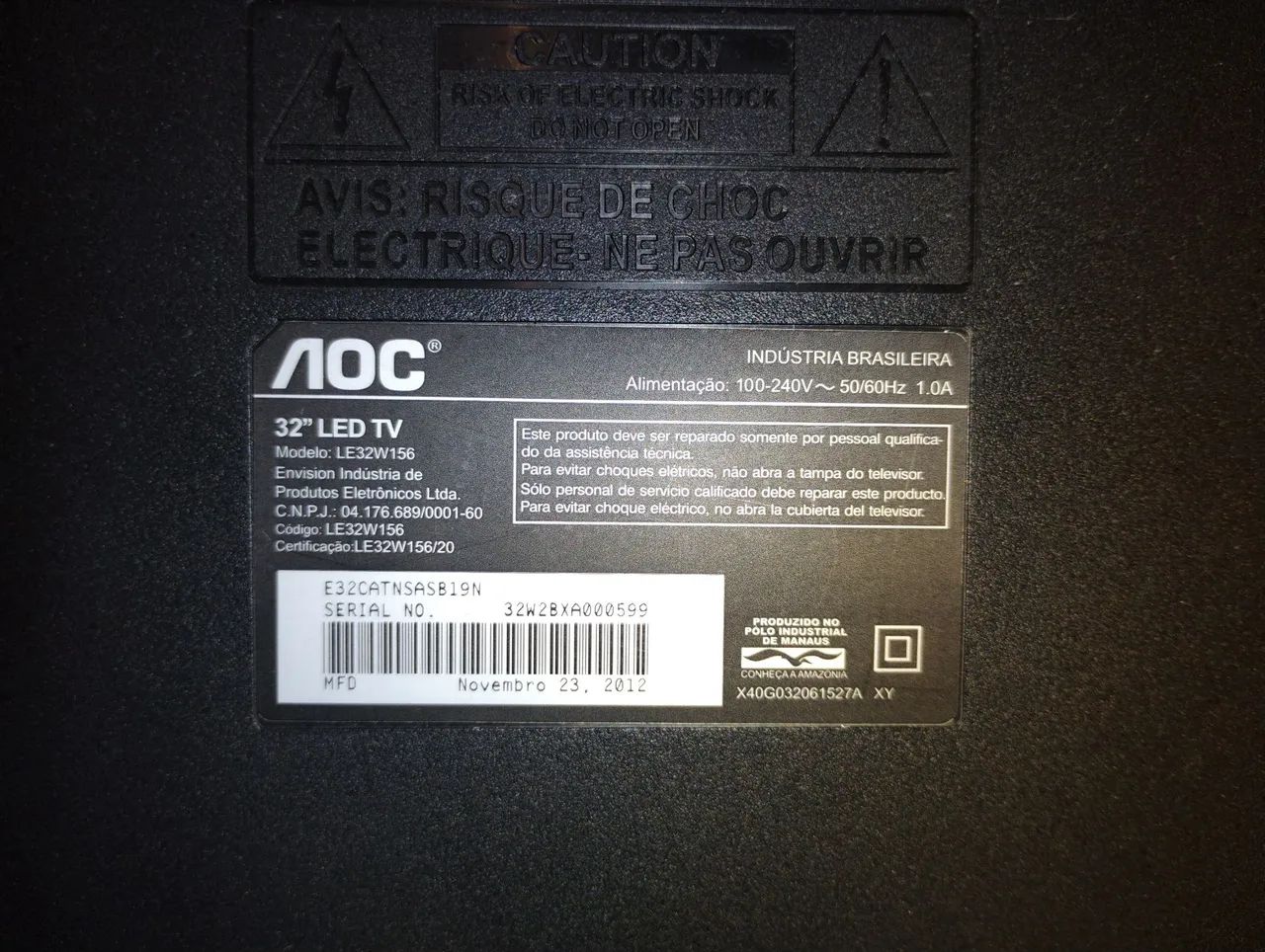 Tv 32" AOC led (não smart)