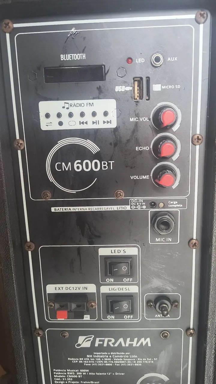 Caixa amplificada Frahm modelo cm 600 BT com Bluetooth - Foto 4