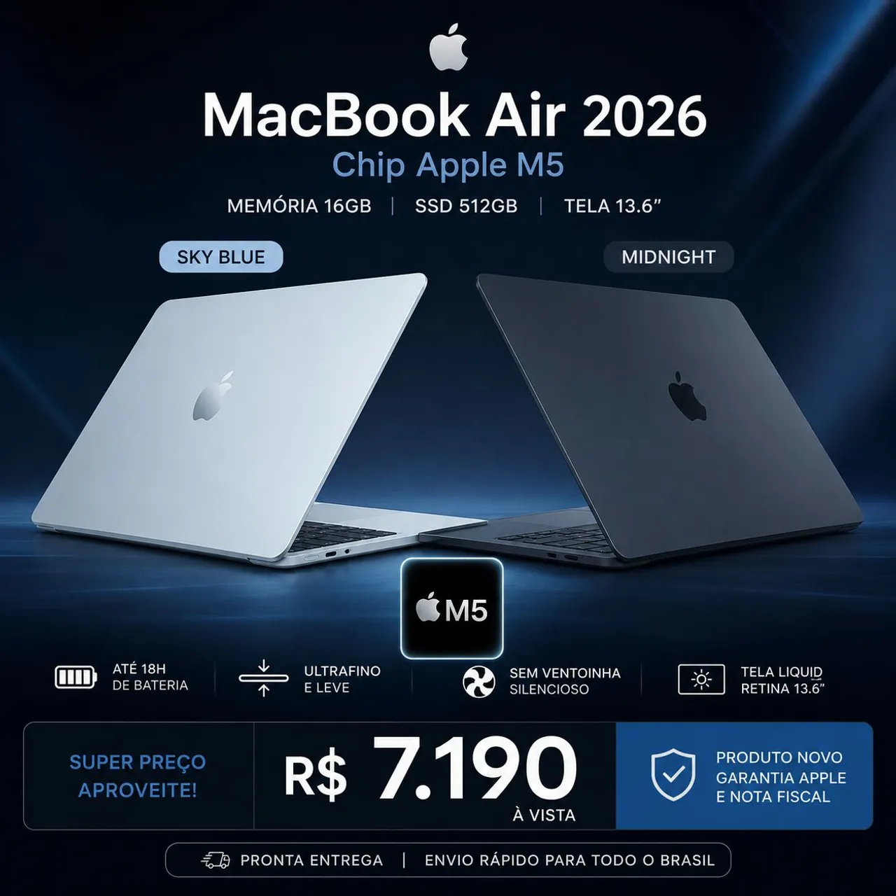 MacBook Air M4 256gb/16g Silver 13 polegadas - novo - Notebooks