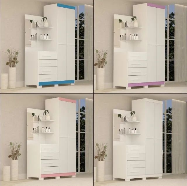 Guarda Roupa 2 Portas Color Flex 110 Branco - Foto 3