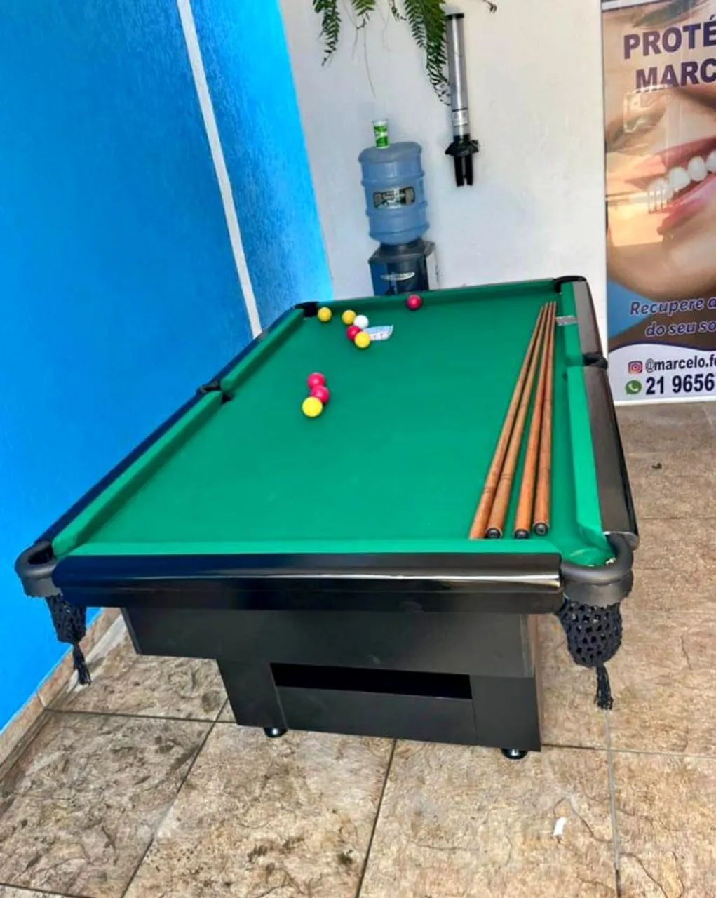 Sinuca De Rede Super Luxo Preta Forração Verde  - Foto 5