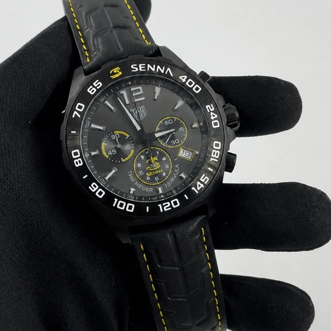 Relógio tag heuer Senna pulseira de couro preto 