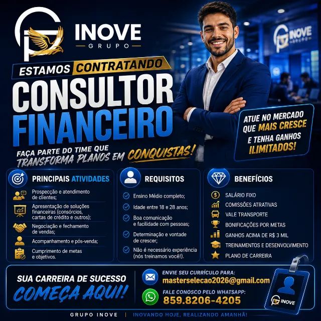 VAGA PARA CONSULTOR FINANCEIRO