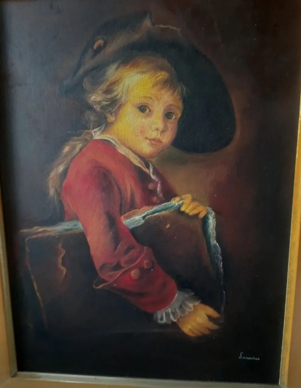 Óleo sobre tela antigo inspirada em antiguidade do ano de 1.760 Le Jeune Éleve - Foto 3