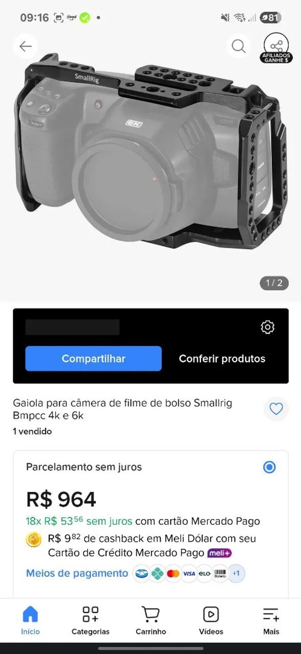 Pra vender RÁPIDO! Kit Câmera Blackmagic 4k - Foto 4
