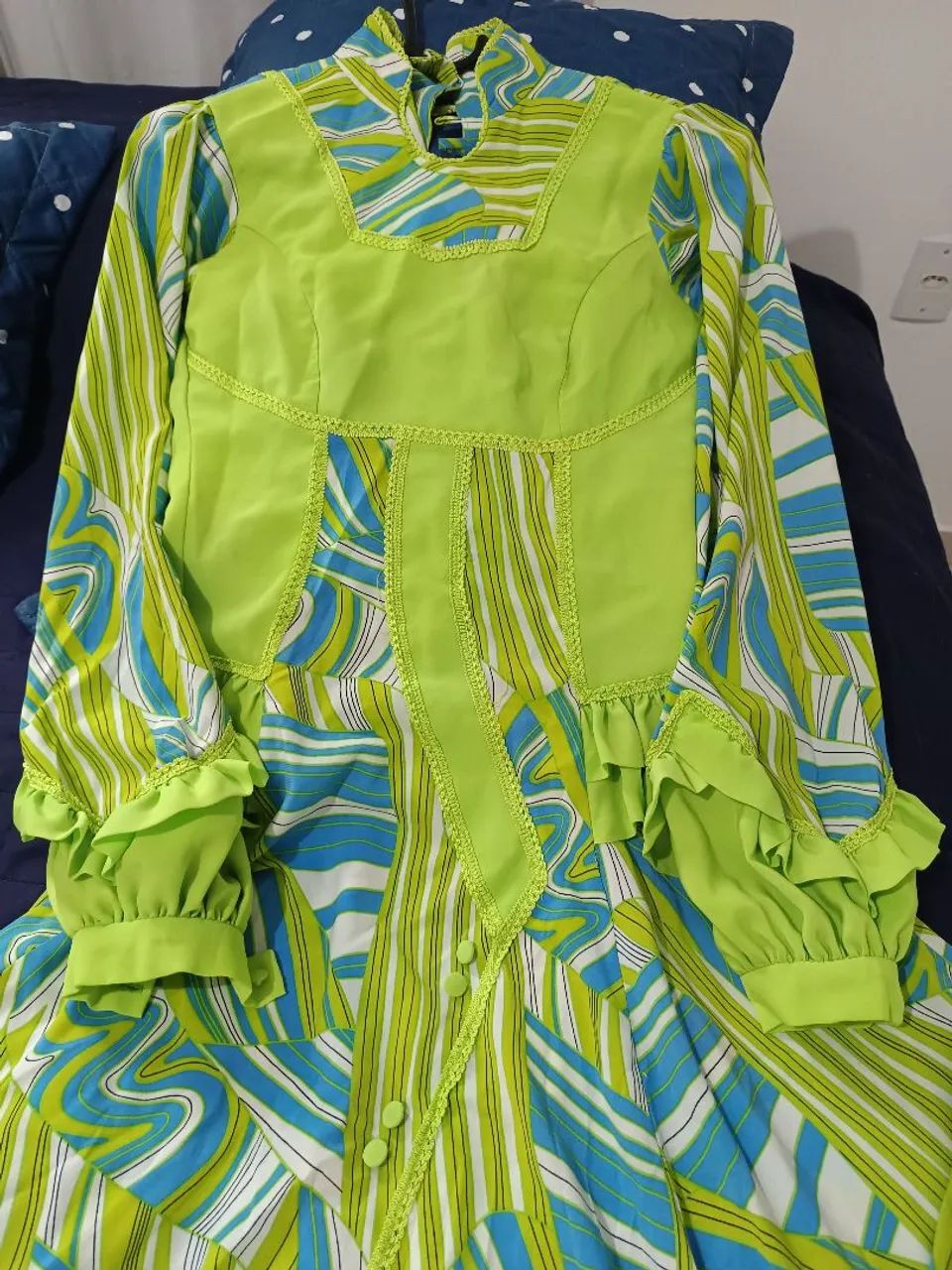 Vestido prenda verde e azul - Foto 4