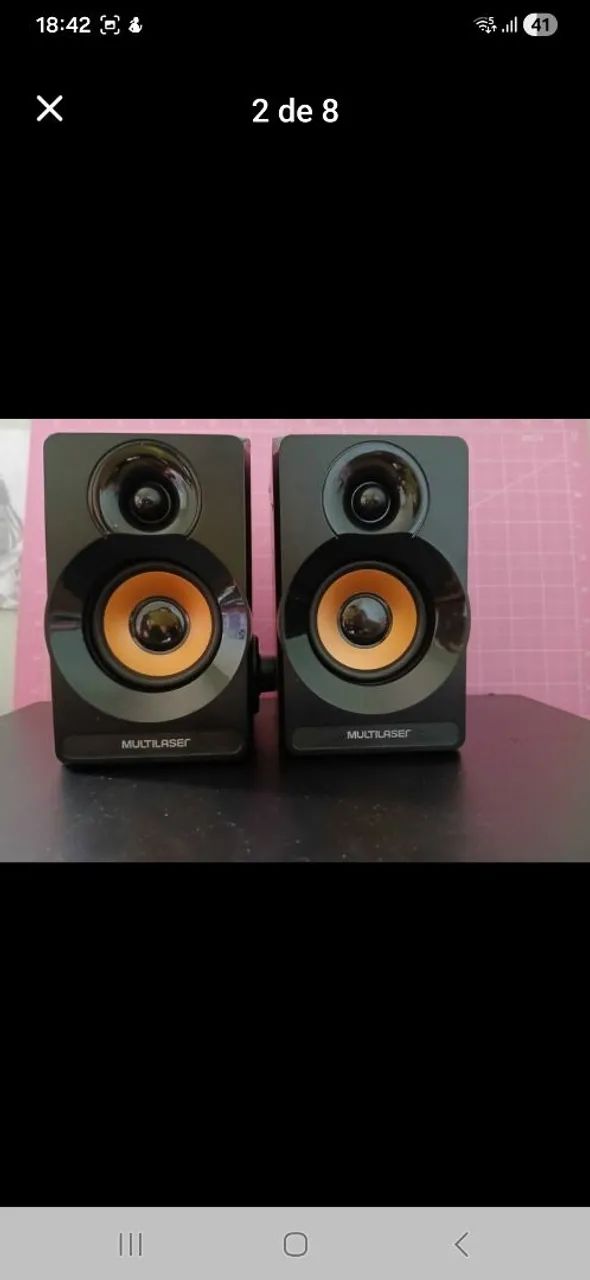 Caixa de som Pc Multilaser em madeira - Foto 2