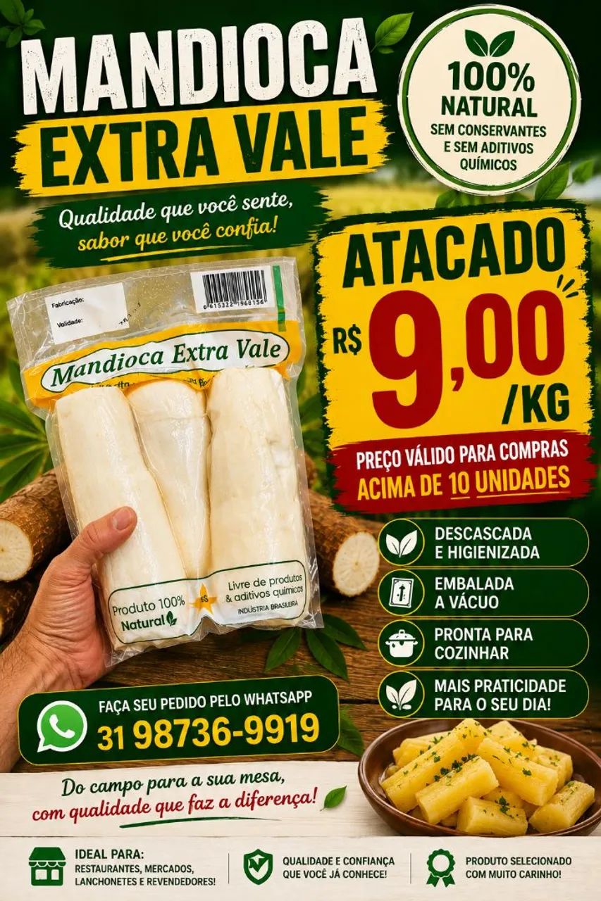 Mandioca descascada a vácuo  - Foto 5