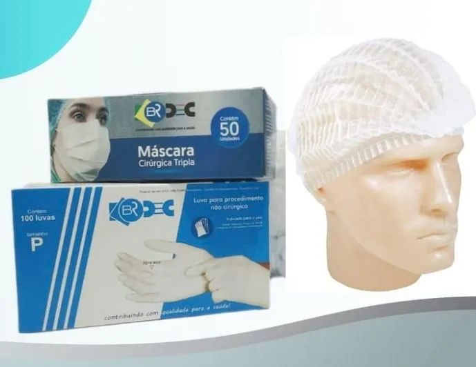 Kit EPIs Luva, máscara e touca