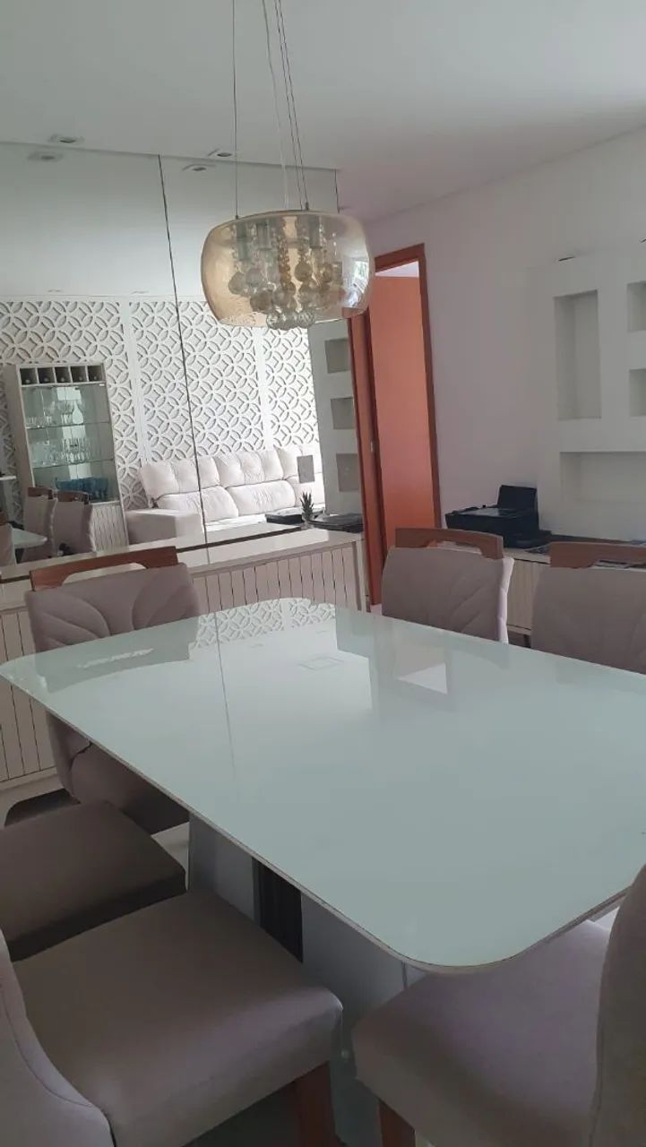 Mesa de Jantar 170x90cm tampo com vidro sem cadeiras. - Foto 2