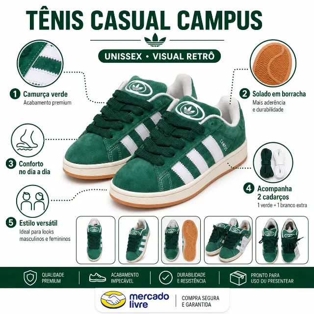 Tenis adidas campus verde - Foto 3