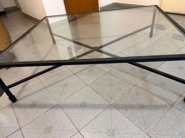 mesa de centro de metal com vidro - 40cm de altura - Foto 2