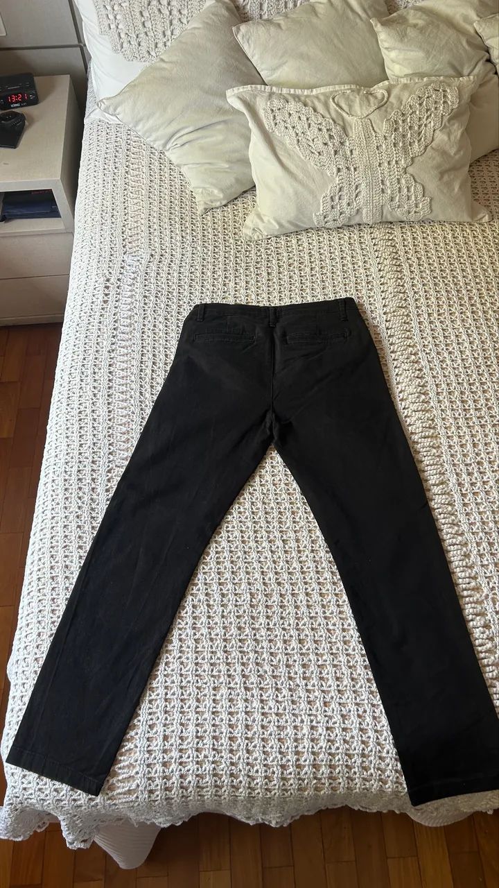 Calça Masculina Request Slim Cropped Sarja Preta Tam. 38 - Foto 2