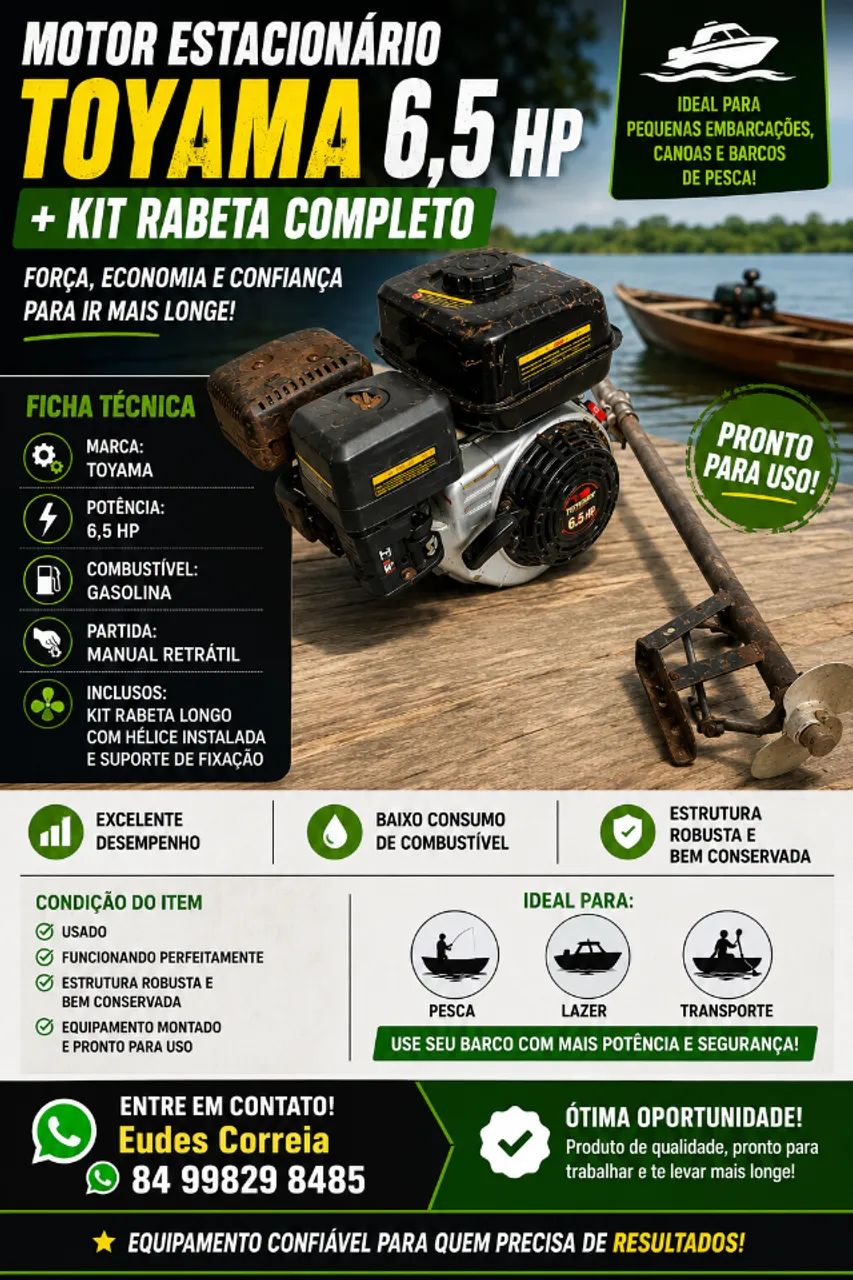 Motor de barco com rabeta  - Foto 3