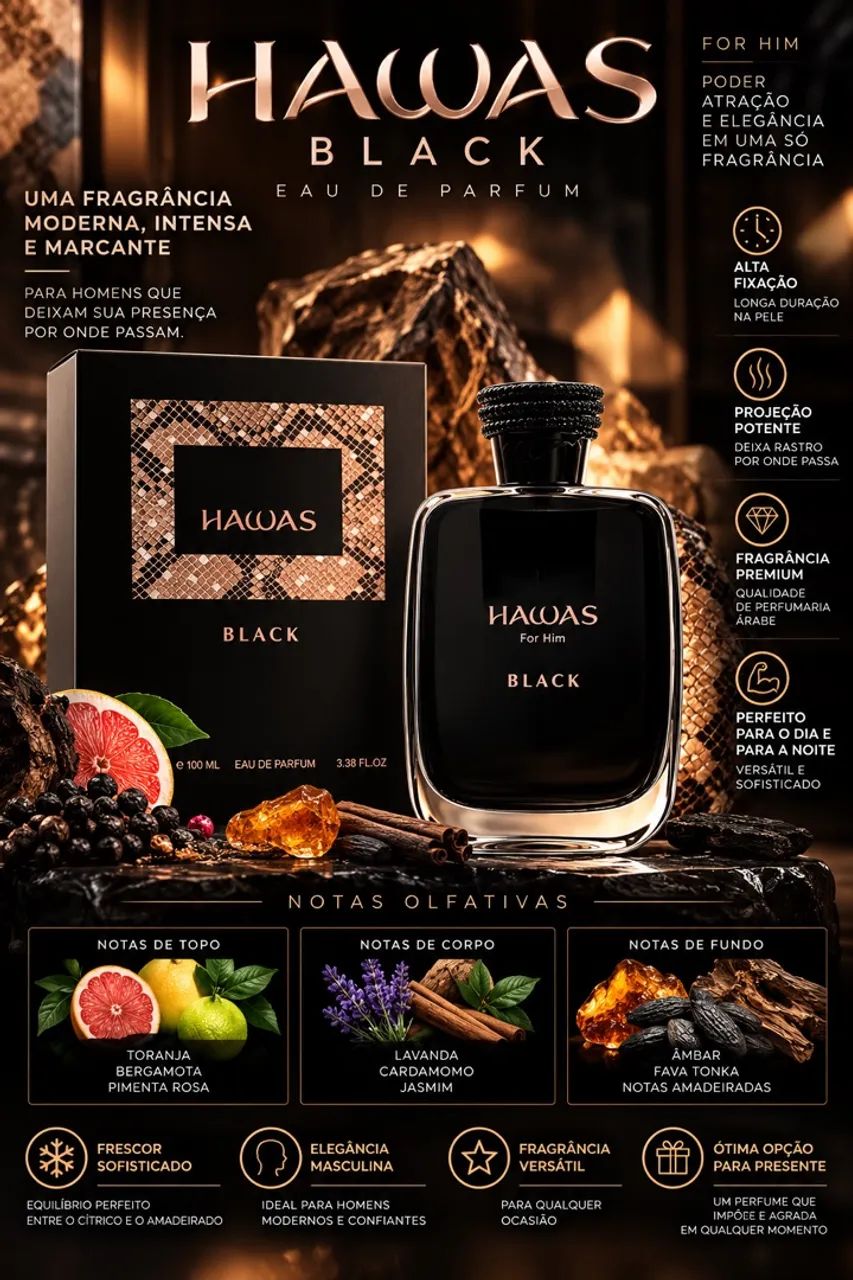Perfume Árabe Hawas Balck