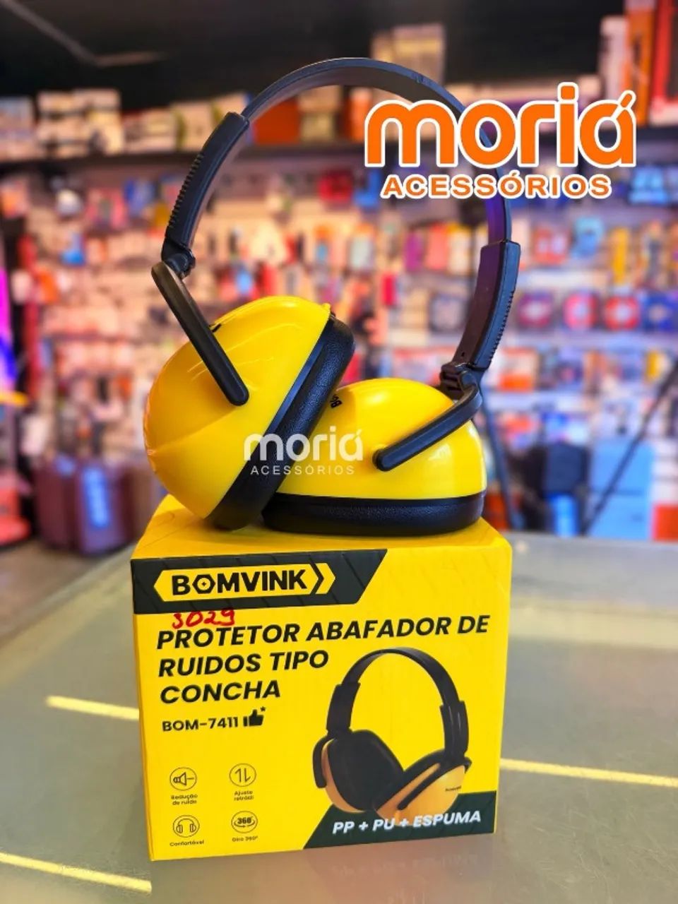 Abafador de Ruídos Concha Preto com Amarelo Protetor Auricular  - Foto 6
