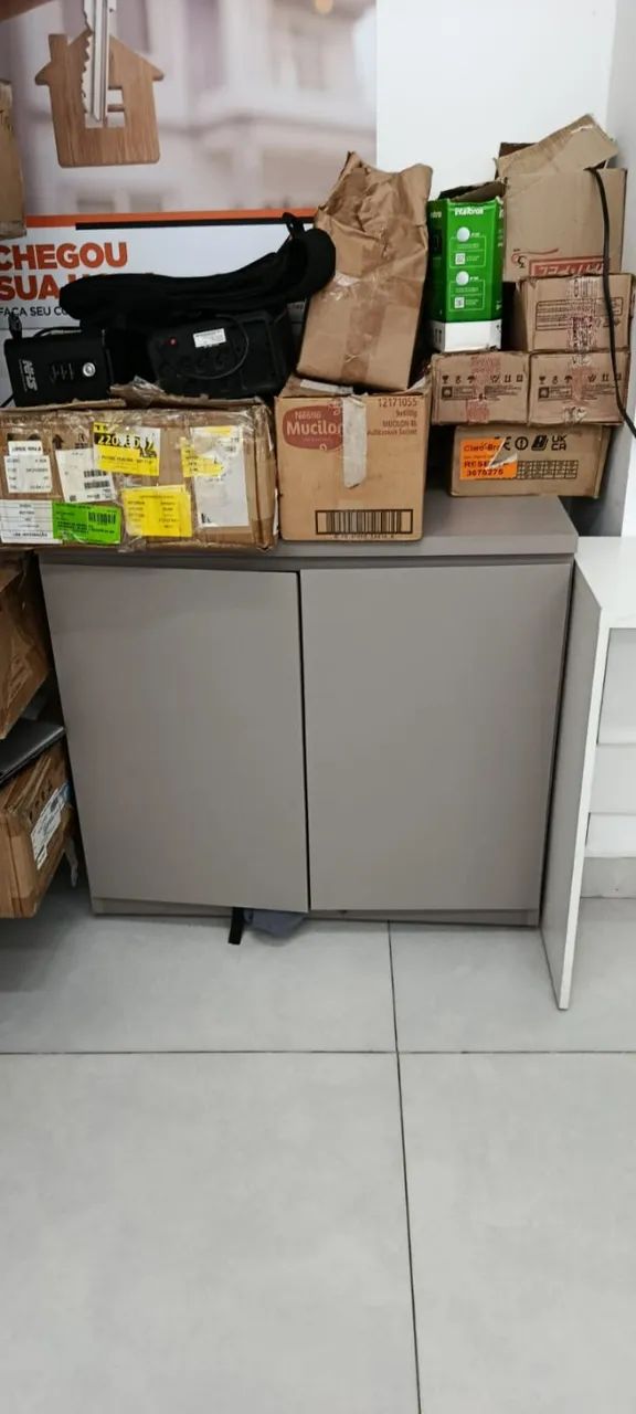 Armário MDF Escritório Cinza
