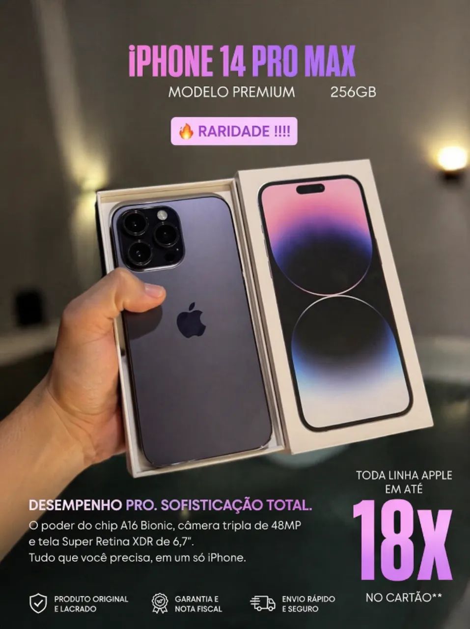 iPhone 14 Pro Max 128GB Roxo - Celulares e Smartphones - Gramame