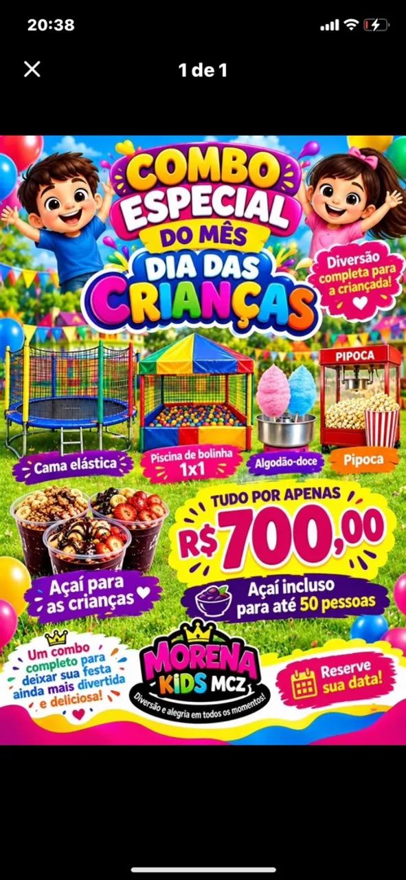 combo do dias das criança pula-pula algodão doce pipoca  - Foto 3