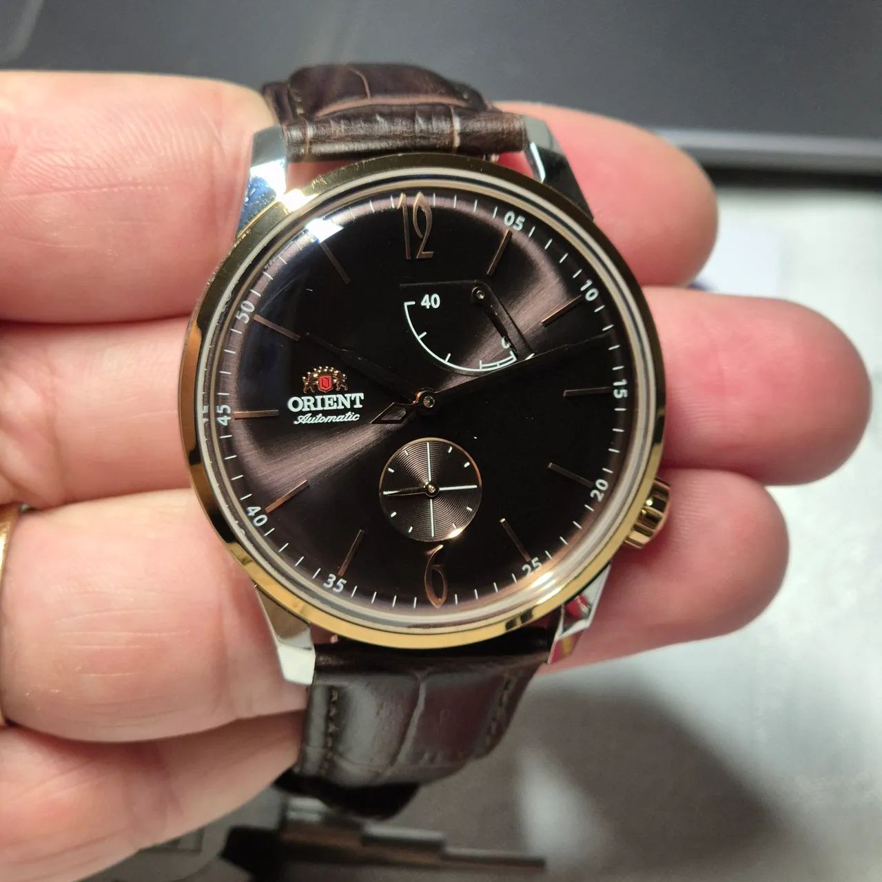 Orient Superior automático mostrador marrom YN8MM002