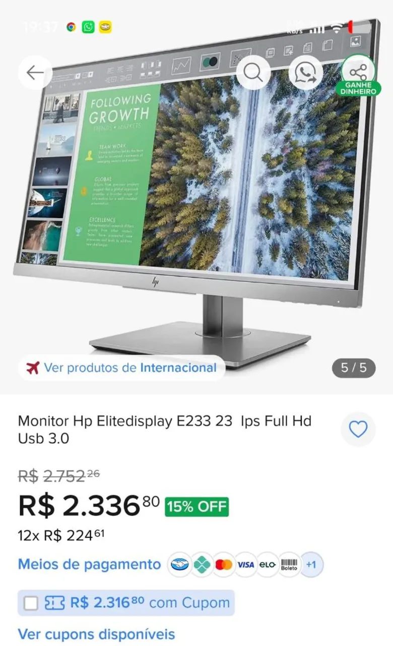 MONITOR EMPRESARIAL HP HOMEP 23 POLEGADAS  - Foto 5