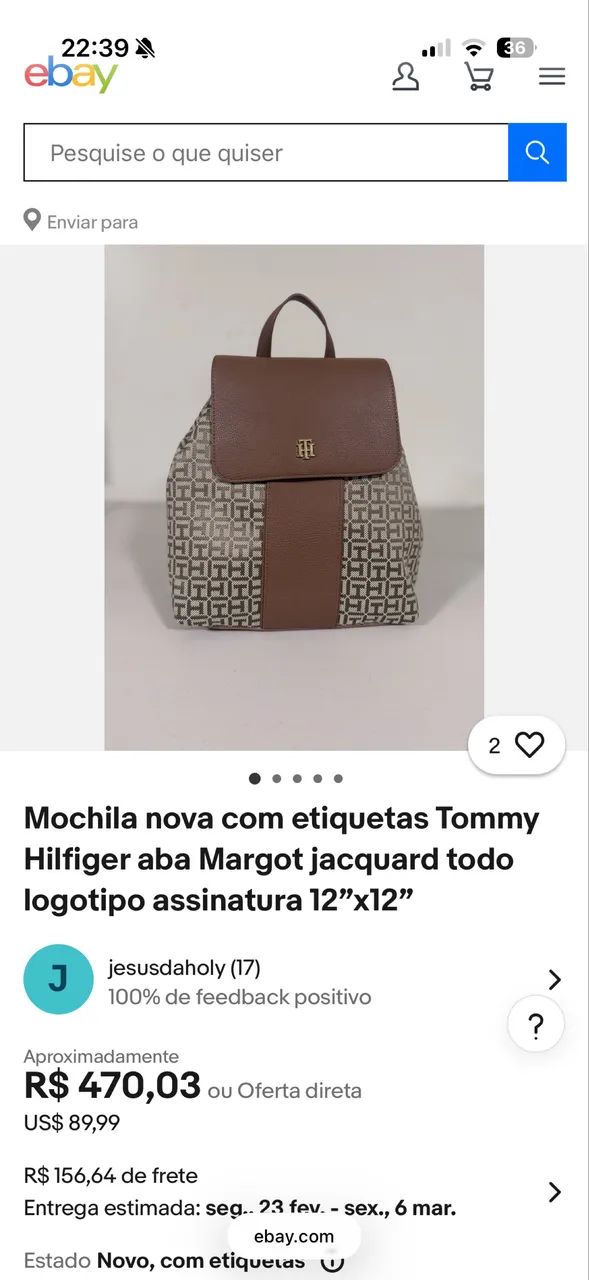 Mochila Tommy Hilfiger Margot Jacquard nova 