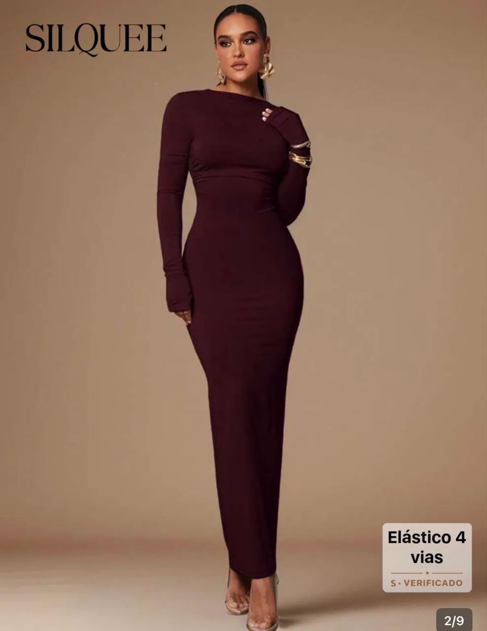 Vestido Marsala com costas nuas
