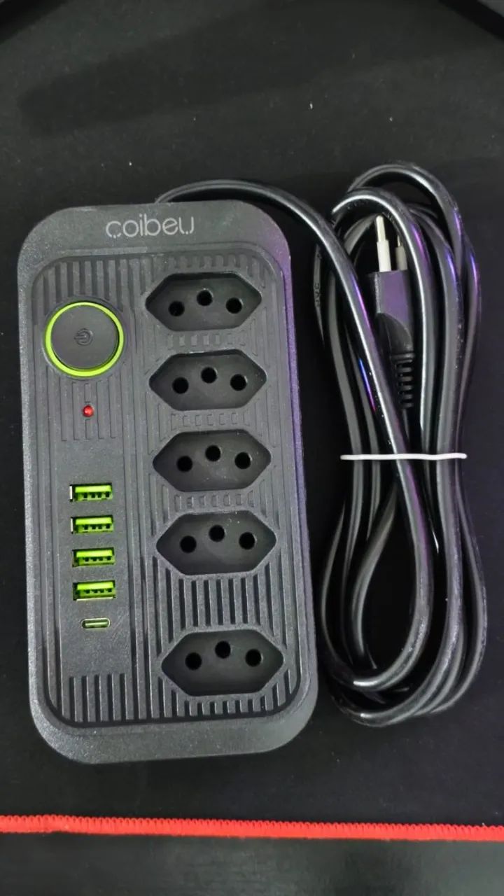 (NOVO) Filtro de Linha Colibeu 5 Tomadas + 4 USB + USB-C PD - Foto 2