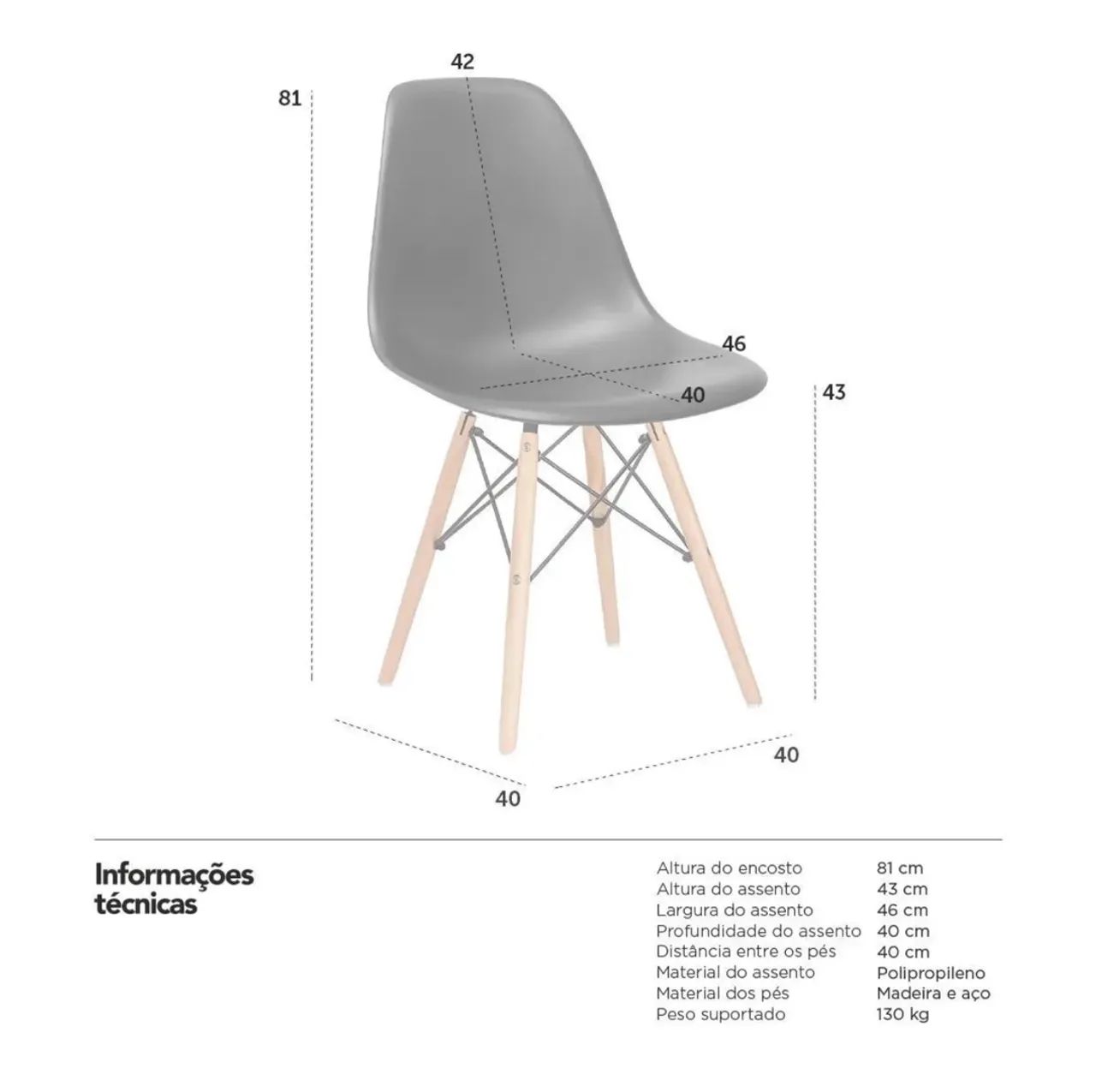Par de cadeiras eames eiffel - preto - Foto 3
