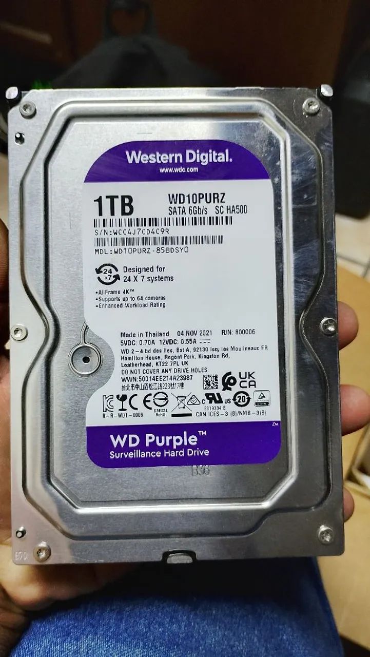 HD de 1tb wester digital porpple 