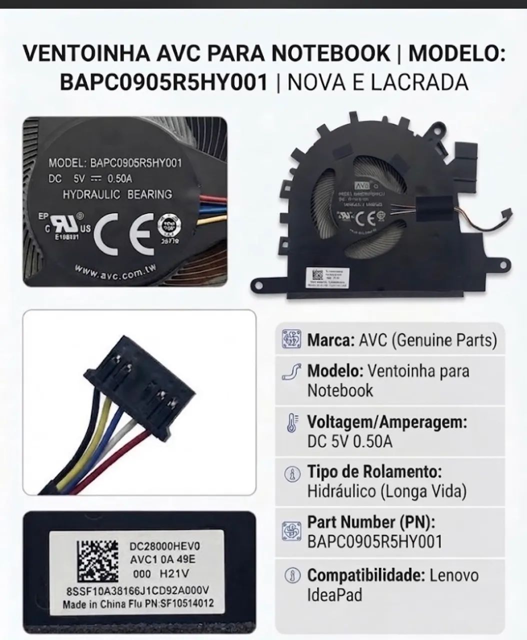 Ventoinha Cooler para Notebook AVC